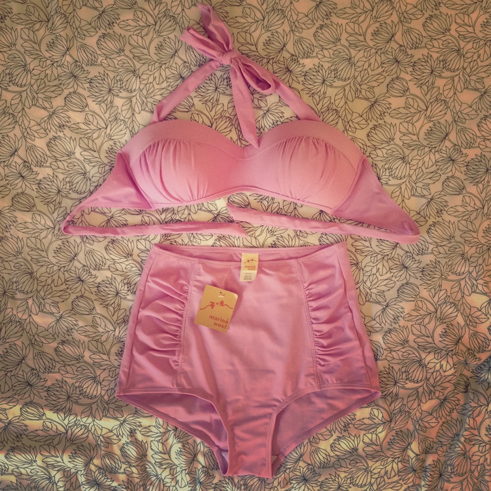 Lavender high waist bikini set